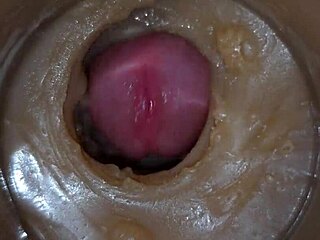 Precum squirts into my pussy toy with camera inside vagina in 4K extreme close up