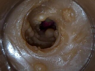 Precum squirts into my pussy toy with camera inside vagina in 4K extreme close up