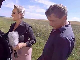 Hey, ready to review this car with blonde anal action outdoors?