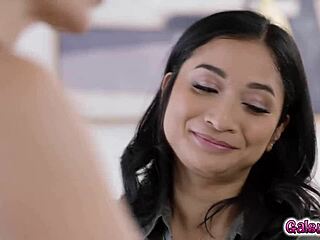 avery black gets into lesbian strap on sex with her lady boss helena locke right inside the office 😏