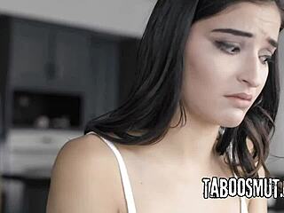 Bratty teen 18+ bends over for spanking and missionary fucking with her stepdad. Old and young 18+ taboo action builds to hardcore cowgirl riding.