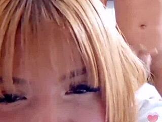 Blonde venezuelan schoolgirl gets bent over and drilled doggystyle by boyfriend during live tik tok