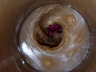 Precum squirts into my pussy toy with camera inside vagina in 4K extreme close up