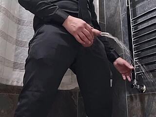 Neighbor Arrives in Elegant Dress for Explosive Cumshot After Endless Handjob and Cock Sucking