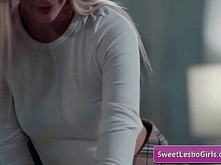 Sexy horny lesbian blondes Lena Paul and Sinn Sage massage boobs and lick pussy wildly!