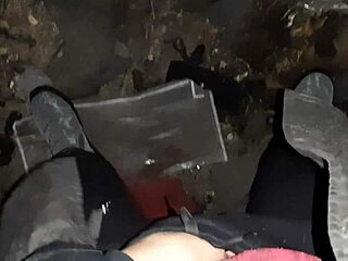 Village girl feels intense passion masturbating hotly in cold barn with orgasmic release