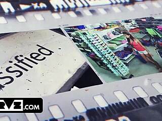 Daisy faces unexpected strip search after shoplifting incident. Her kinky encounter with Nicky unfolds in office gym setting.