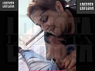 Argentinian couple with big tits and monster cock in party blowjob