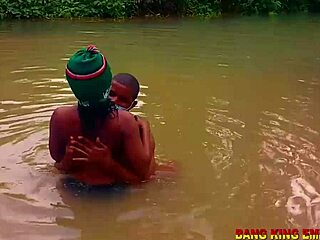 Naughty gen-z baddies fuck wildly from stream to village road risking getting caught