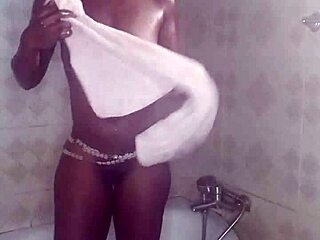 crazy bitch showers then fucks nigeria's biggest ghanaian dick with dildo frenzy