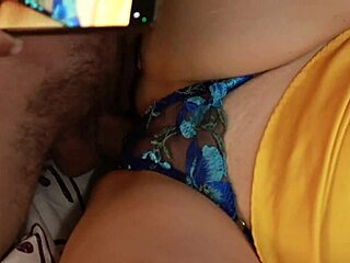 hey, check out this french amateur in yellow satin nightie rubbing her blue thong during doggystyle deepthroat and rimming