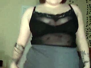 Sexy dancing busty goth girl does a striptease and then this chubby slut squirts everywhere