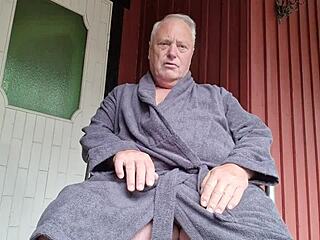 chris the old man gets shaved outdoors smooth