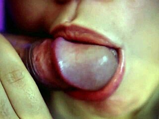 Adorable Colombian blonde babe with big ass gives sloppy blowjob close up