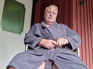 chris the old man gets shaved outdoors smooth