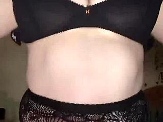 Sexy dancing busty goth girl does a striptease and then this chubby slut squirts everywhere