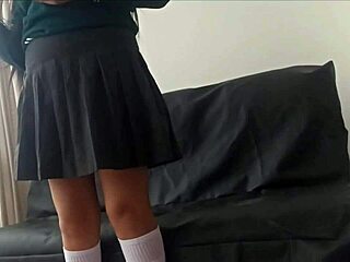 Hey, is my school girlfriend pretty in her uniform? We recorded homemade POV sex with her riding cowgirl!