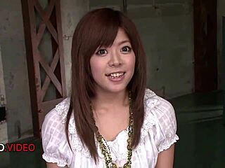 Seductive Japanese girl Miyu Aoi gives blowjob before double penetration sex