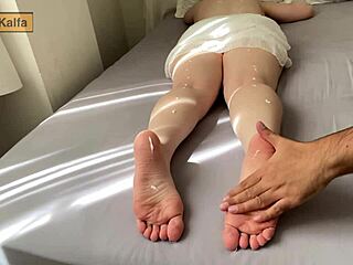 horny stepmom sneaks fuck after oily massage with young stud pounding deep