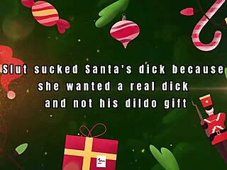 SLUT SUCKS SANTA'S DICK!! DITCHES DILDO FOR REAL COCK CREAMPIES