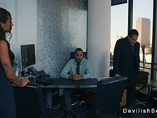 rich guy spoons tanned big tits brunette babe monster cock fuck