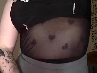 Sexy dancing busty goth girl does a striptease and then this chubby slut squirts everywhere