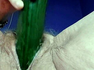 i shove cucumber deep in granny's hairy pussy and ass