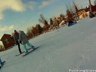 Snowboarder chick Rosemary Moyer loves cock in hardcore blowjob cumshot with shaved pussy. She rides like a pro coed teen.