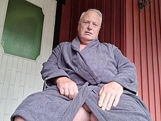 chris the old man gets shaved outdoors smooth