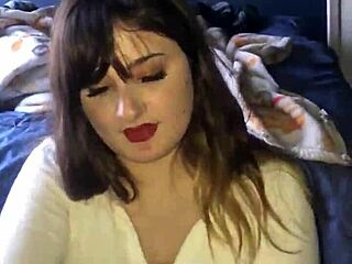 Lipstick blowjob and handjob lead to cum. Teen with big tits enjoys rough hardcore pov milking action.