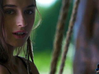 russian milf gloria sol strips shaved pussy outdoors bare