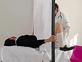 doctor sneaks big cock into latina patient during checkup, almost caught fucking!