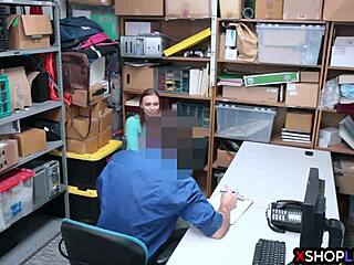 Redhead Thief Teen's Big Ass Tits Bounced Rough by Mall Cop's Monster Cock in Garage