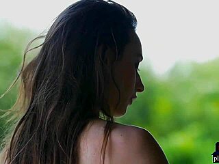 russian milf gloria sol strips shaved pussy outdoors bare