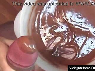 blonde vicky vette eats rock hard cock kitchen muff dive