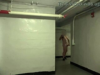 public stroker with huge cock almost caught by neighbors cumming hard