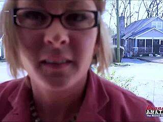 horny blonde milf primrose sucks cock and gulps his hot load