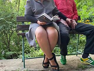 stepmom tutors chubby mature with saggy tits for literature exam outdoors