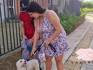 pregnant savannah watson bends over stairs for neighbor's cock in public building sex?