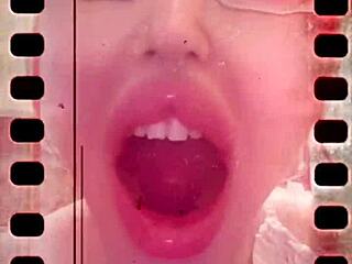 tongue out yawnin huge saliva fetish glasses drool