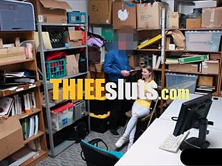 Petite russian teen thief shamed by cop office?