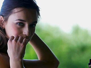 russian milf gloria sol strips shaved pussy outdoors bare