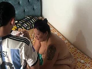 stepdad's huge cock stretches my tight ass till he fills it with cum