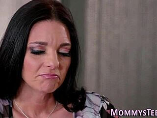 young stepdaughter squirts wildly from milf's intense fingering and oral