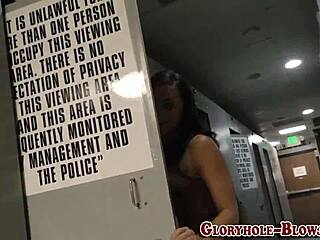 slut takes gloryhole deepthroat anal cum mouth