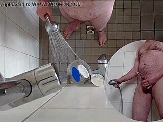 I'm so horny pissing in the steamy shower