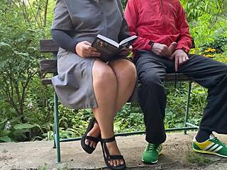 stepmom tutors chubby mature with saggy tits for literature exam outdoors