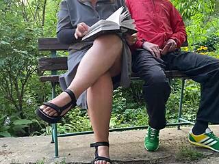 stepmom tutors chubby mature with saggy tits for literature exam outdoors