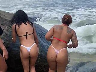 we're peludinhas fucking wild on beach!