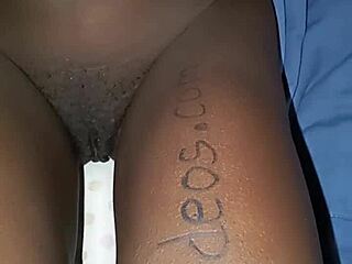 Shaved Ebony Beauty Verifies Her Smooth Hairless Pussy